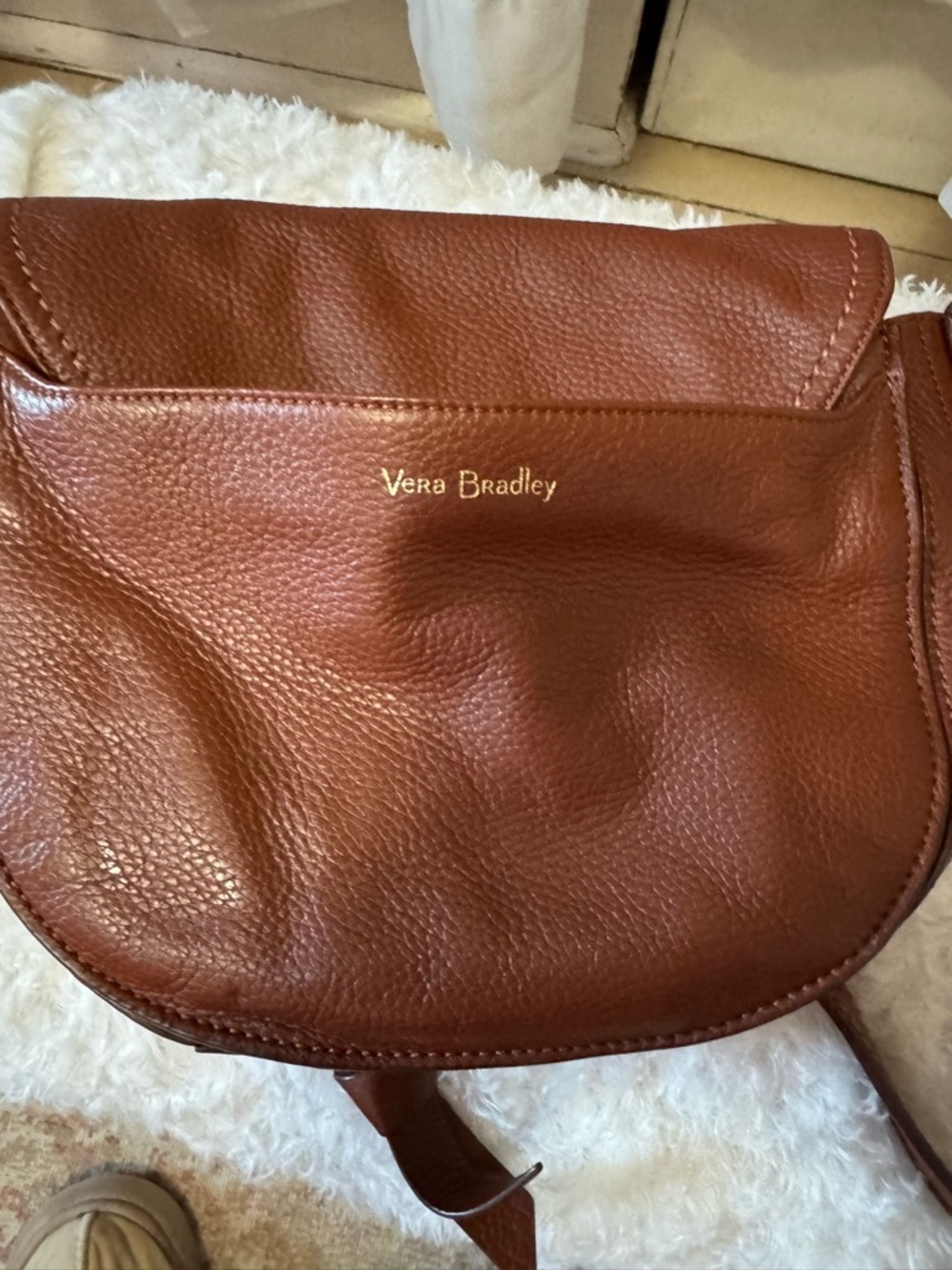 Vera Bradley Chestnut Brown Pebble Leather Shoulder Bag - Picture 4 of 9